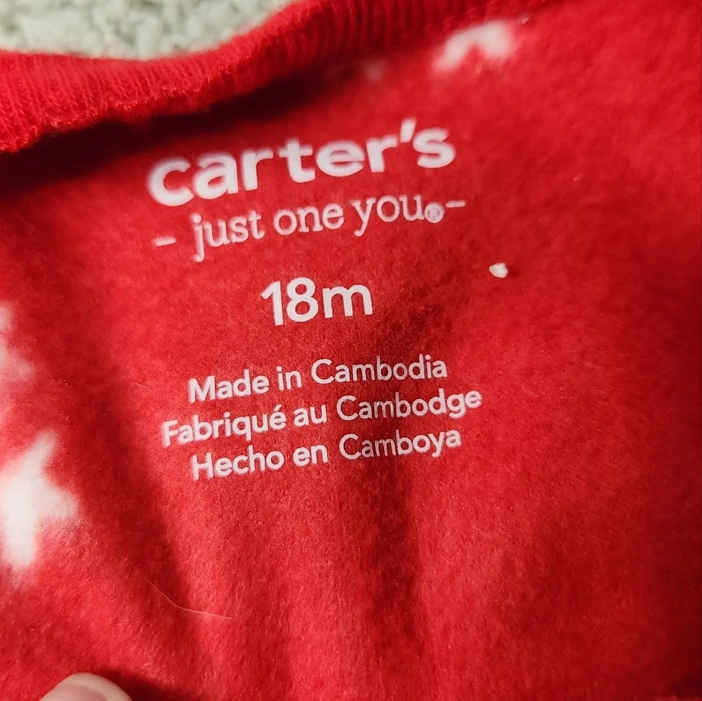 Carter's Just One You Toddler Long Sleeve Christmas Fleece Footed Pajama 18M